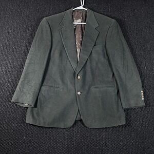 Bill Blass 100% Camel Hair Menswear Dark Green Wool Blend Blazer Jacket Size 46R